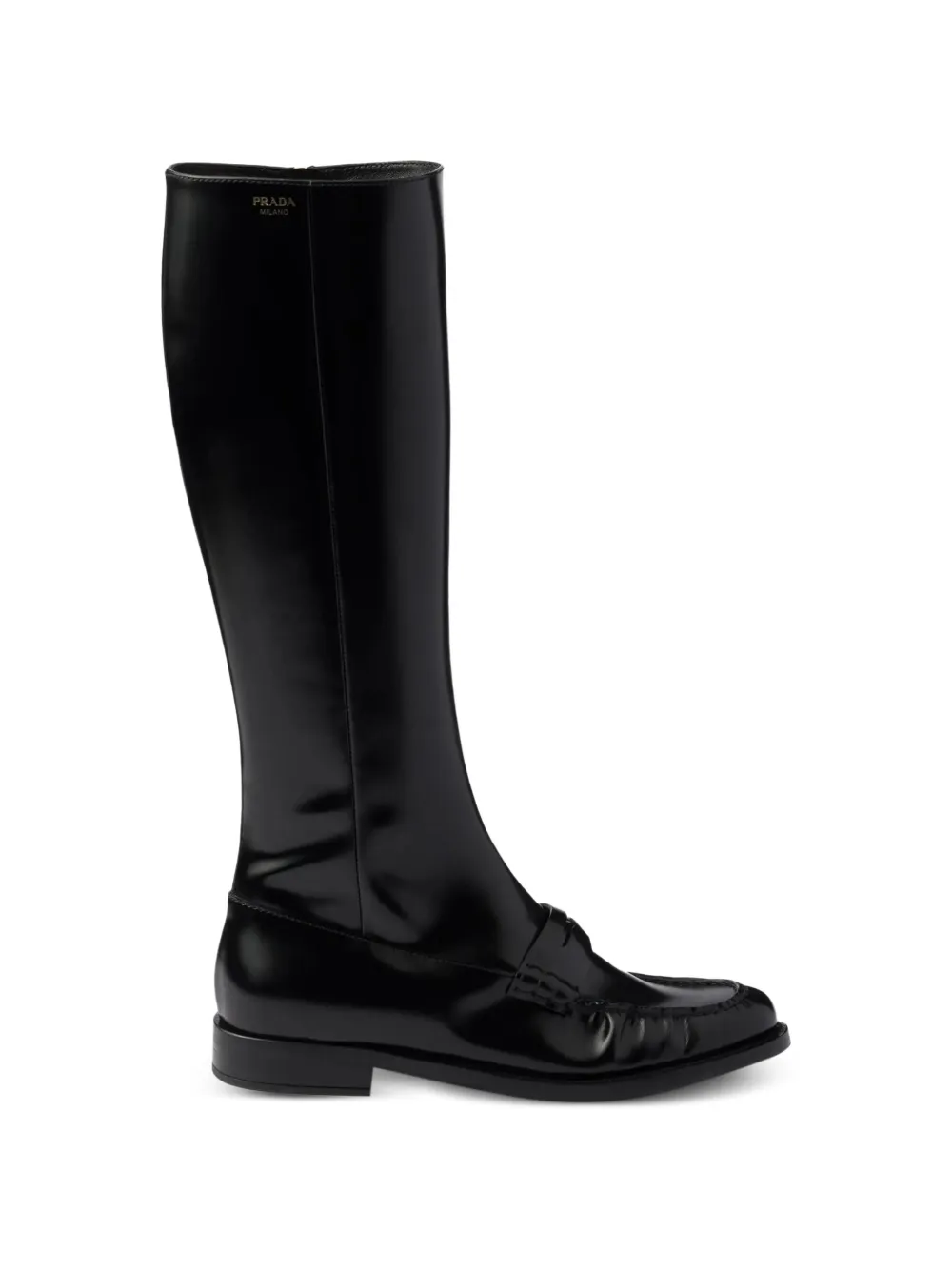 Prada loafer-style knee-high boots Zwart