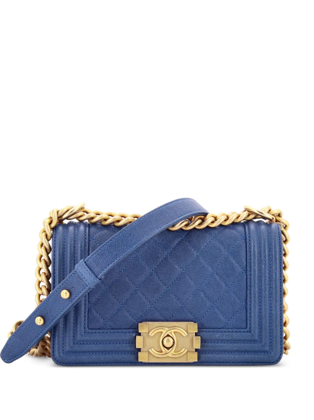 CHANEL Pre-Owned Boy Flap Bag Quilted Caviar Small crossbody bag - Blu