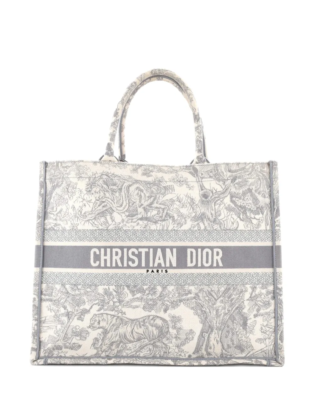 Christian Dior Pre-Owned Book Embroidered Canvas Large tote bag - Grigio