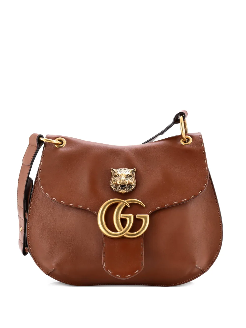 Gucci Pre-Owned GG Marmont Animalier Shoulder Bag Leather Medium crossbody bag - Marrone