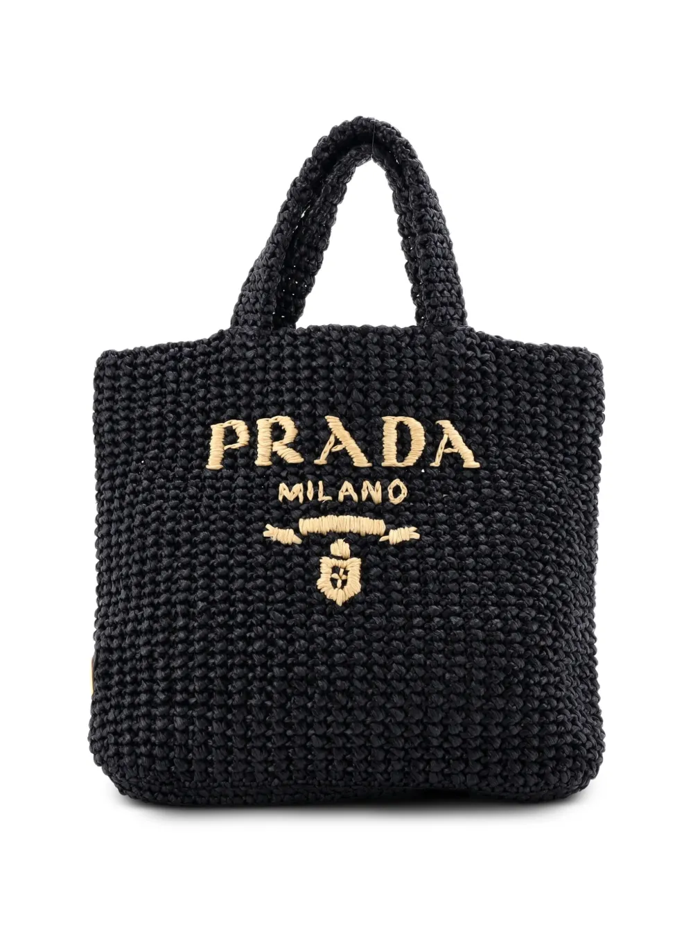Prada Pre-Owned Logo Raffia Small tote bag - Nero