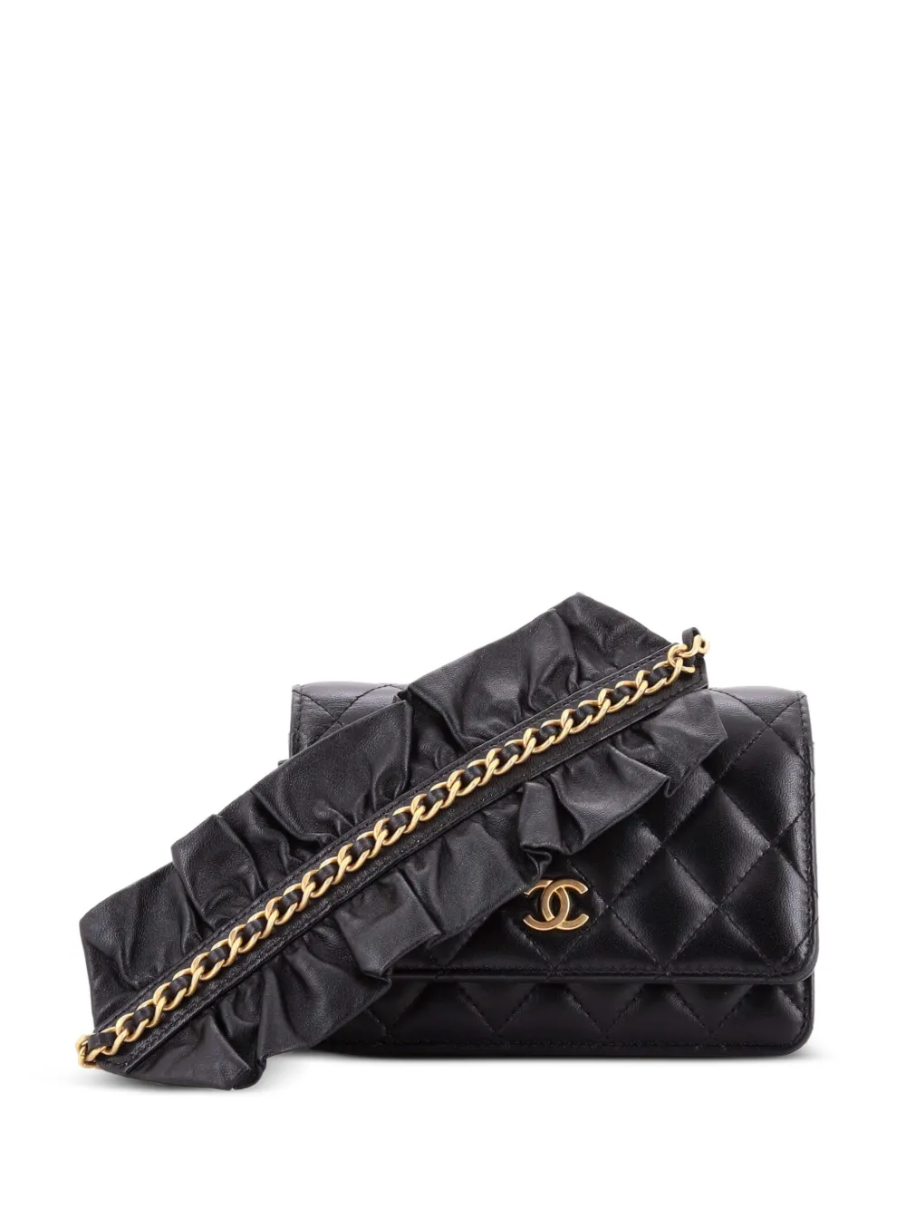 CHANEL Pre-Owned Romance Wallet on Chain Quilted Lambskin Mini crossbody bag - Nero