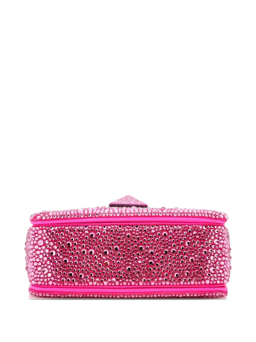  Valentino Garavani Pre-owned One Stud Chain Flap Bag Crystal Embellished Suede Small Shoulder Bag - Pink 