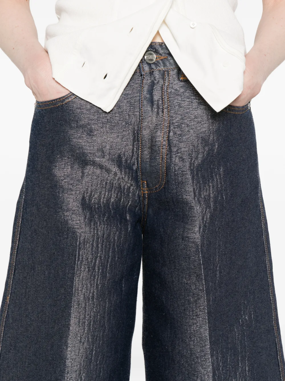 GANNI Shorts met riemlussen Blauw