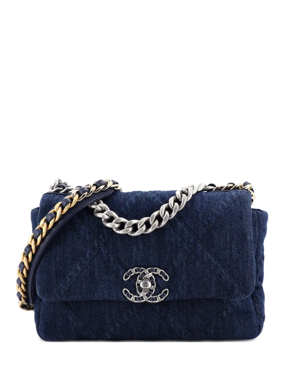 CHANEL Pre-Owned 19 Flap Bag Quilted Denim Medium shoulder bag - Blu