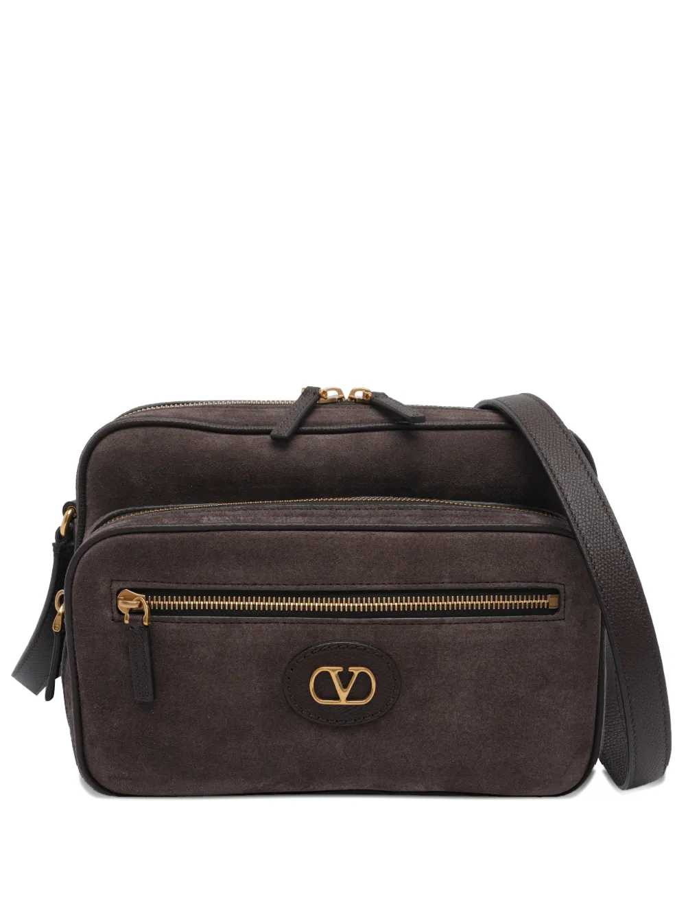 Valentino Garavani Antibes logo zipped shoulder bag - Marrone