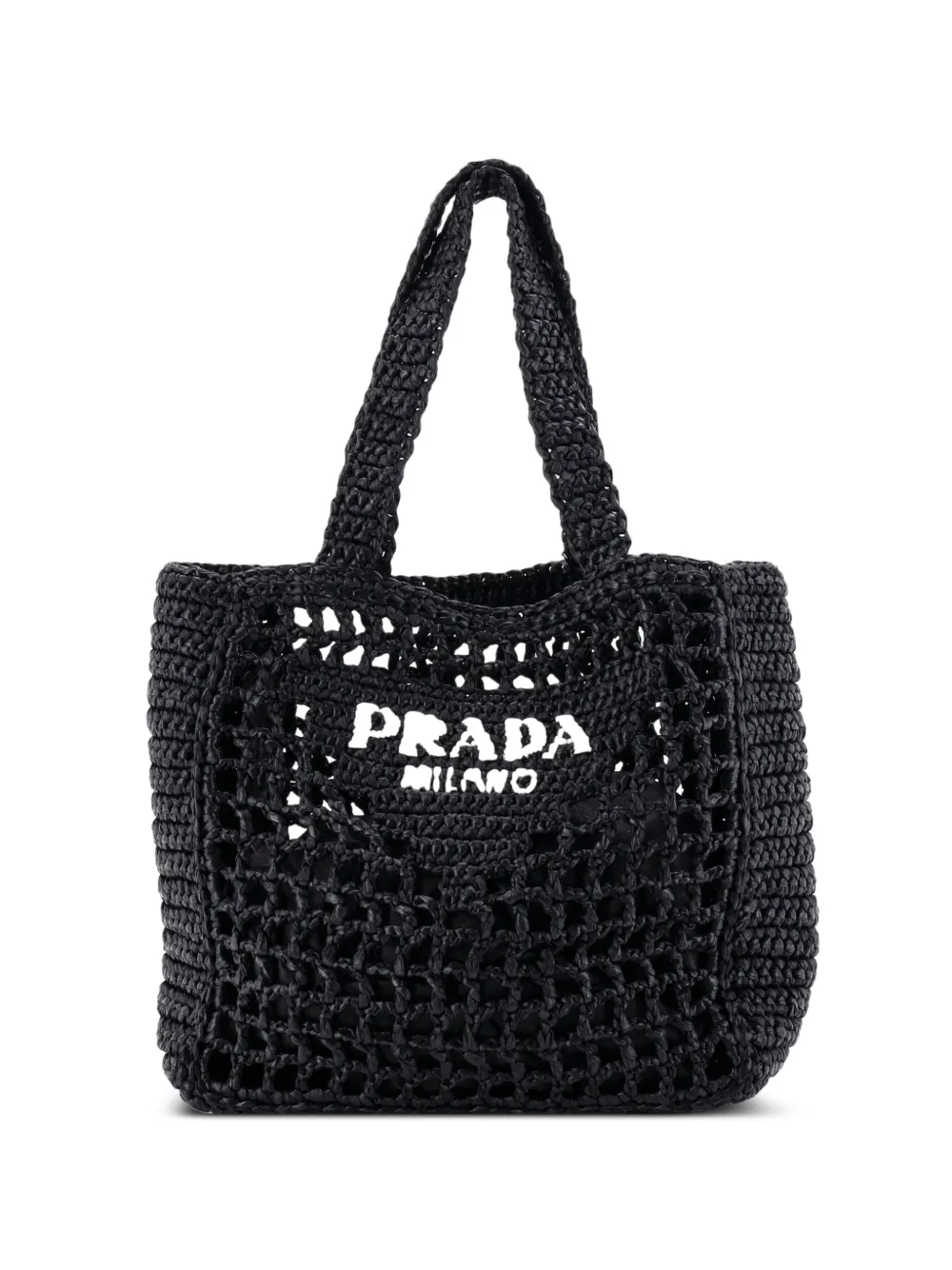 Prada Pre-Owned Logo Raffia Small tote bag - Nero