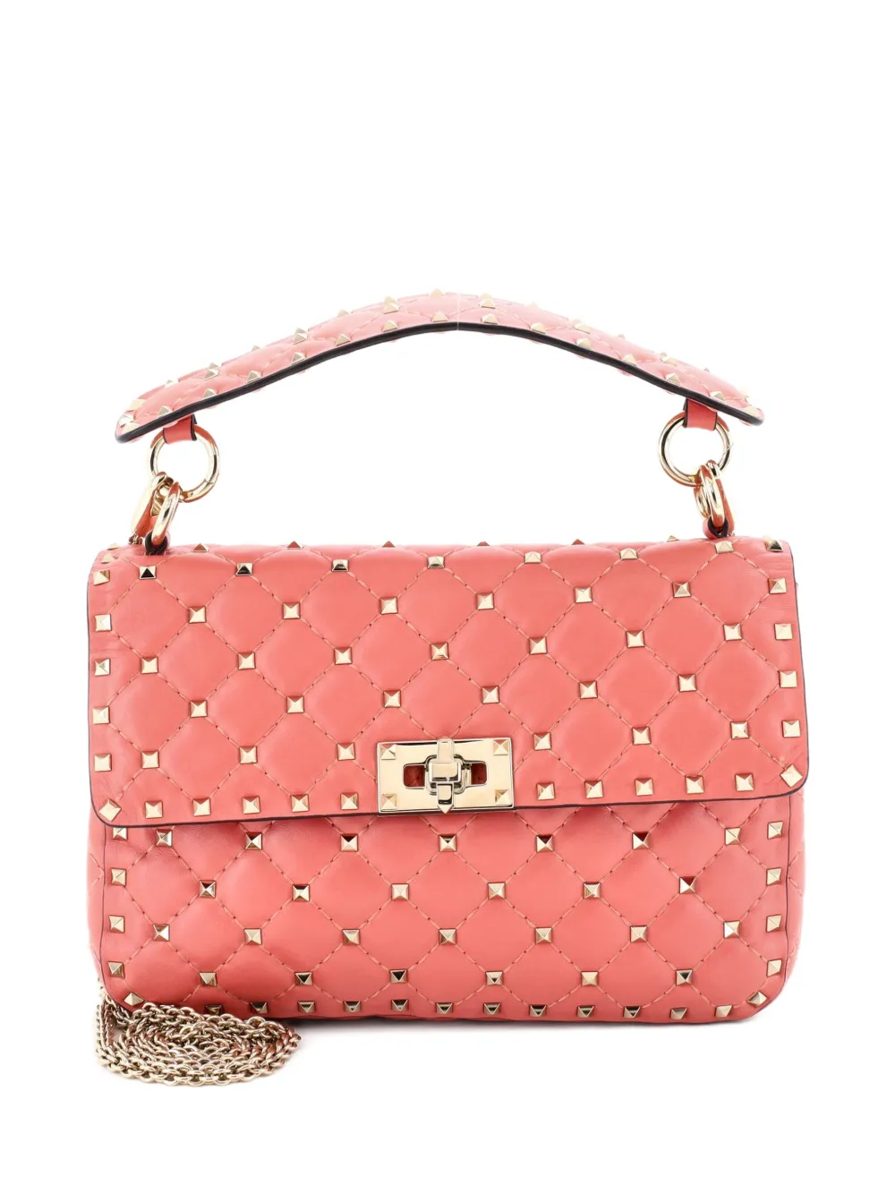 Valentino Garavani Pre-Owned Rockstud Spike Flap Bag Quilted Leather Medium crossbody bag - Rosa