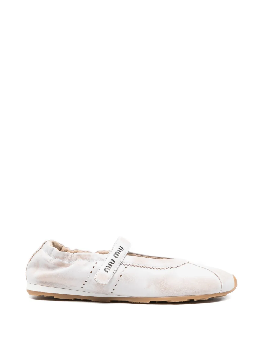 Miu logo-strap ballet flats Wit