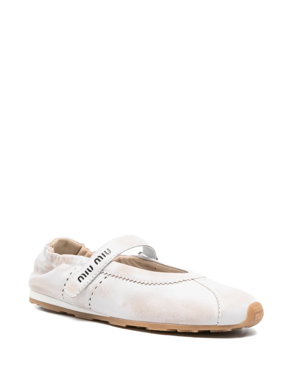 Miu logo-strap ballet flats Wit