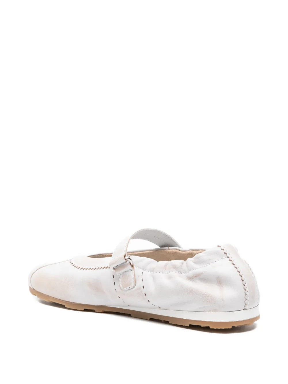 Miu logo-strap ballet flats Wit