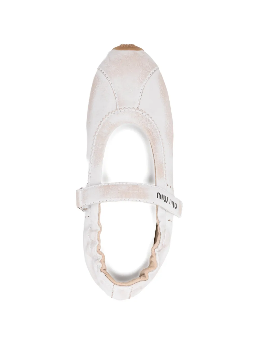 Miu logo-strap ballet flats Wit