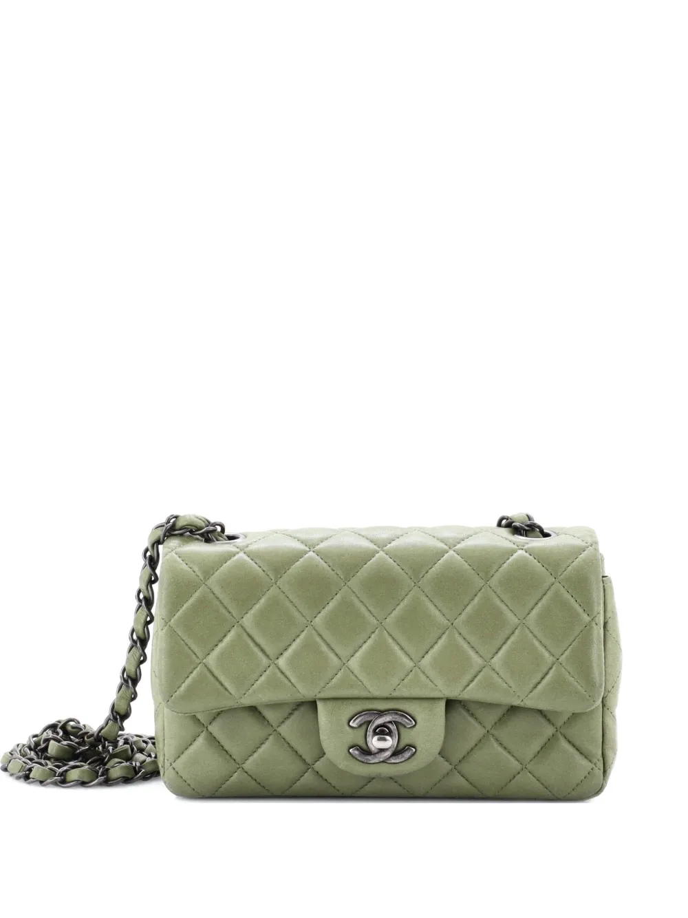 CHANEL Pre-Owned Classic Single Flap Bag Quilted Lambskin Mini crossbody bag - Verde