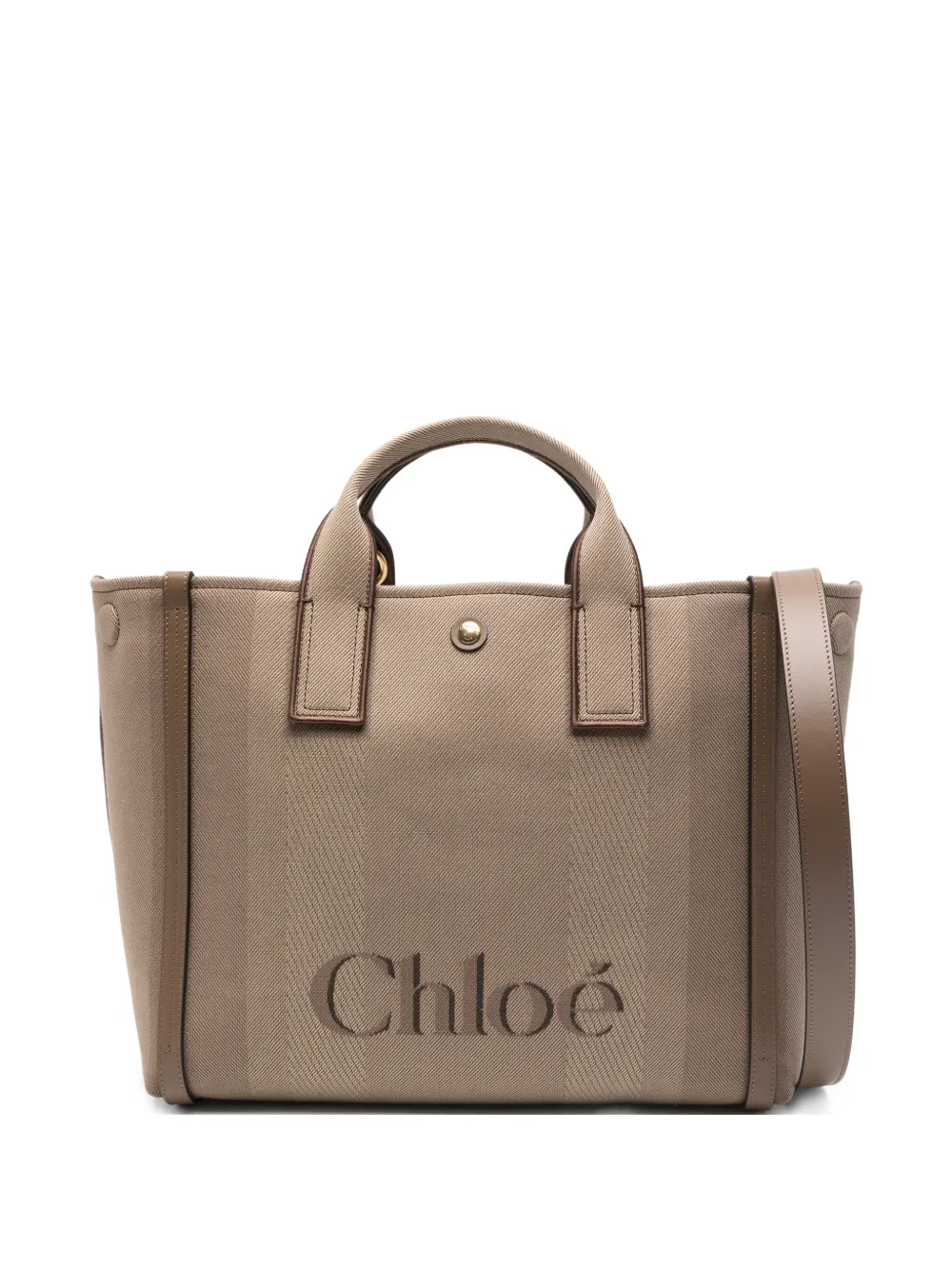 Chloé Carry embossed stripe tote bag - Toni neutri