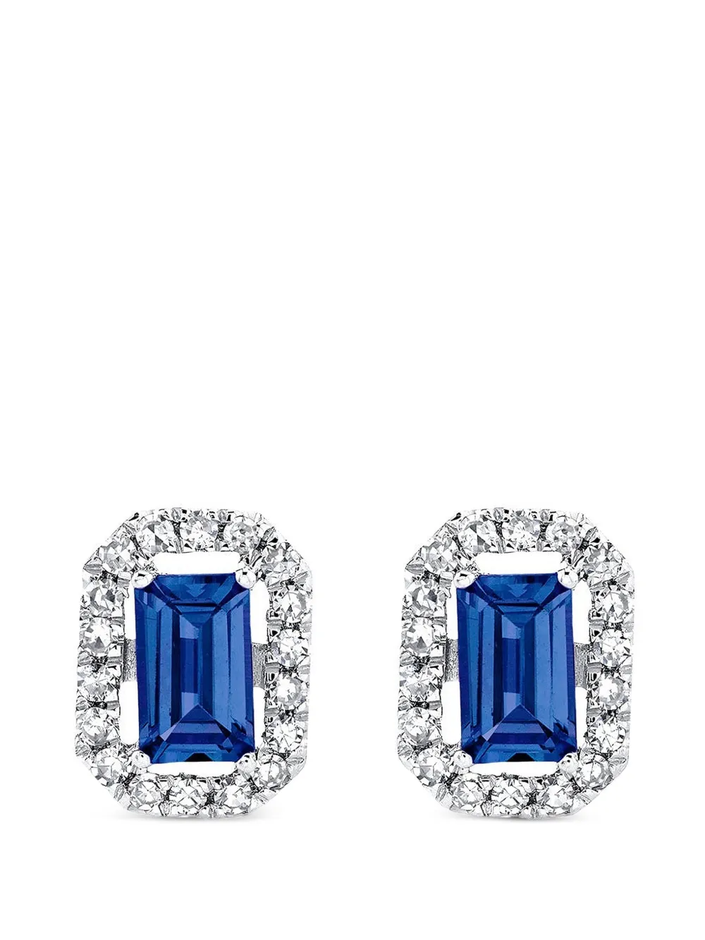 SHAY Halo diamond sapphire stud earrings - Argento