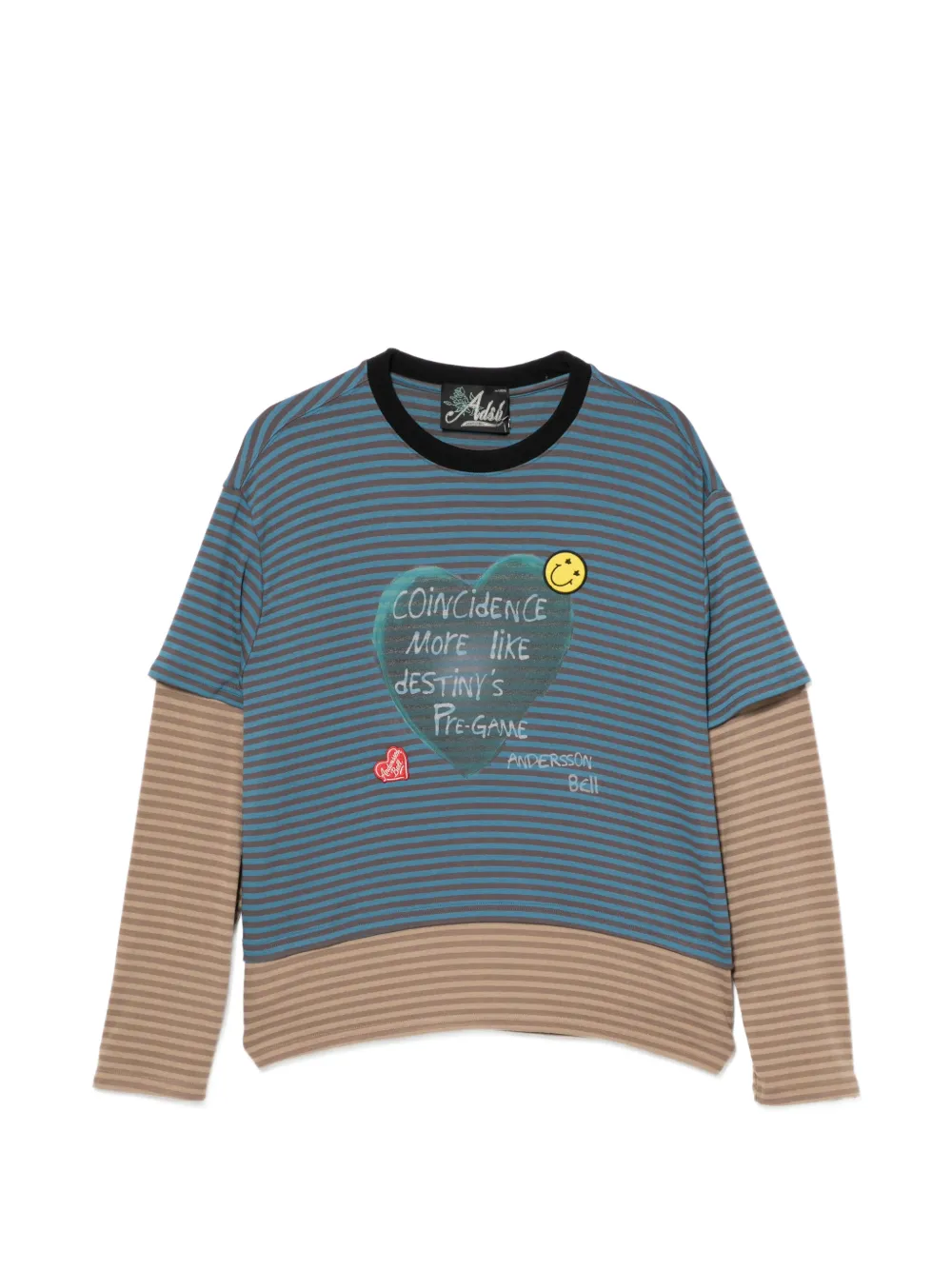 Andersson Bell T-shirt Heart Message a righe - Blu
