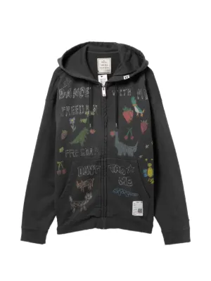 VETEMENTS graphic-print zip-up Hoodie | Black | FARFETCH