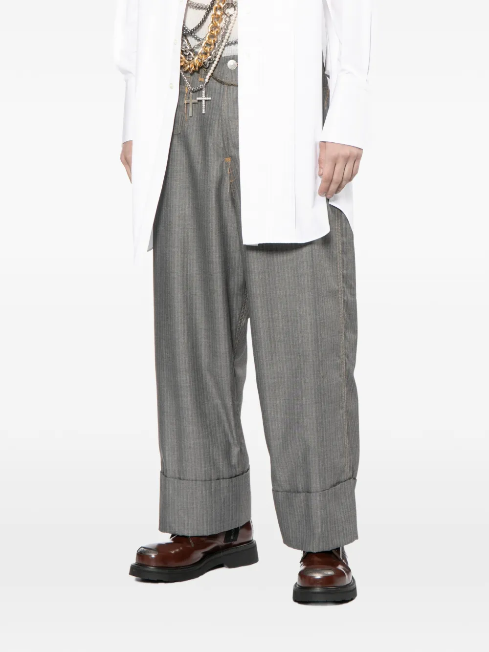 X Levi's Pinstripe Cuffed Trousers