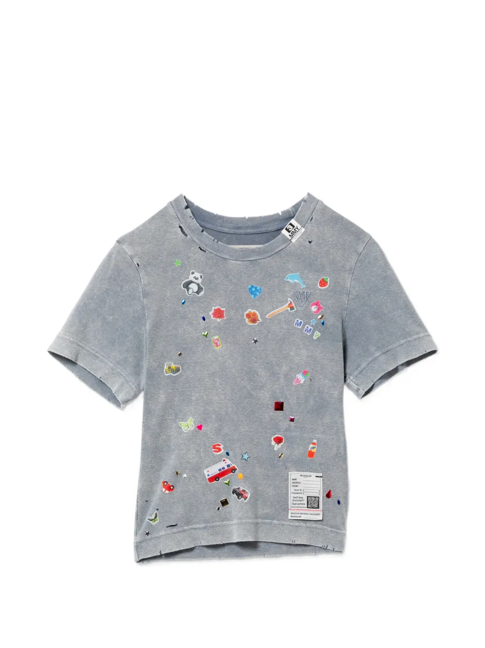 Maison MIHARA YASUHIRO T-shirt Kids Sticker con applicazione - Grigio