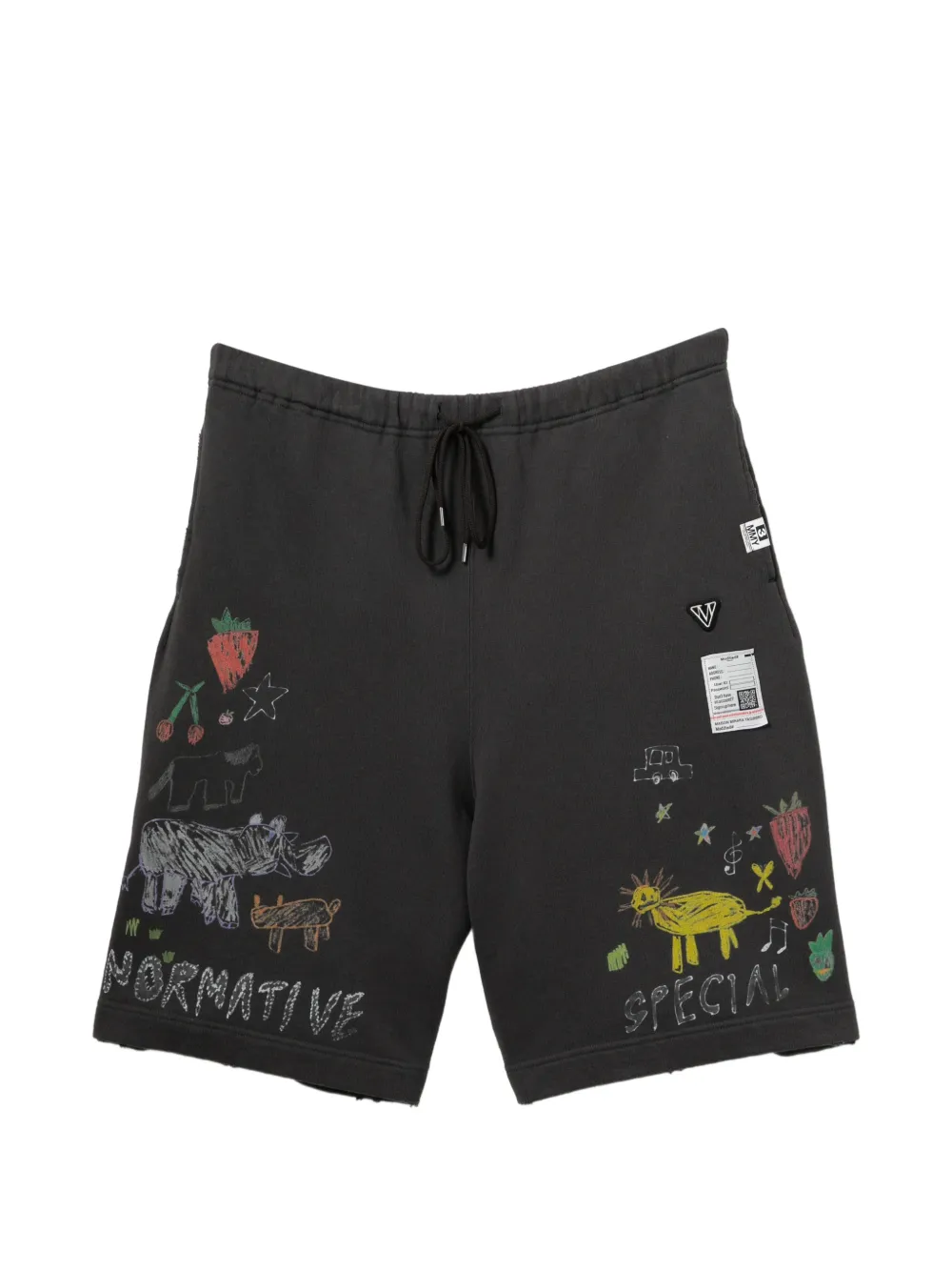 Maison MIHARA YASUHIRO graphic-print drop-crotch shorts - Grey