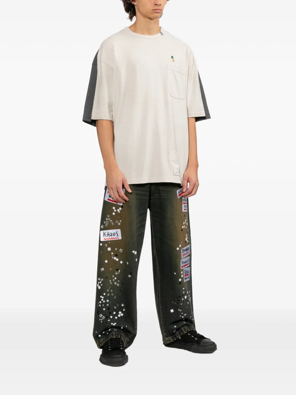 Maison MIHARA YASUHIRO T-shirt met colourblocking Beige