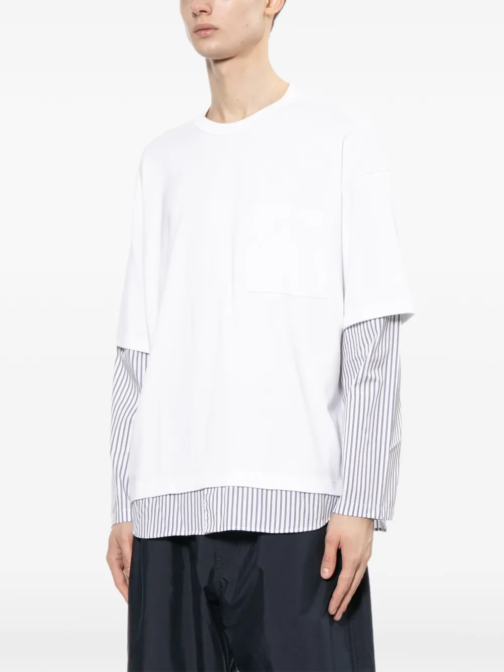 Comme des Garçons Homme T-shirt met gestreepte mouwen Wit
