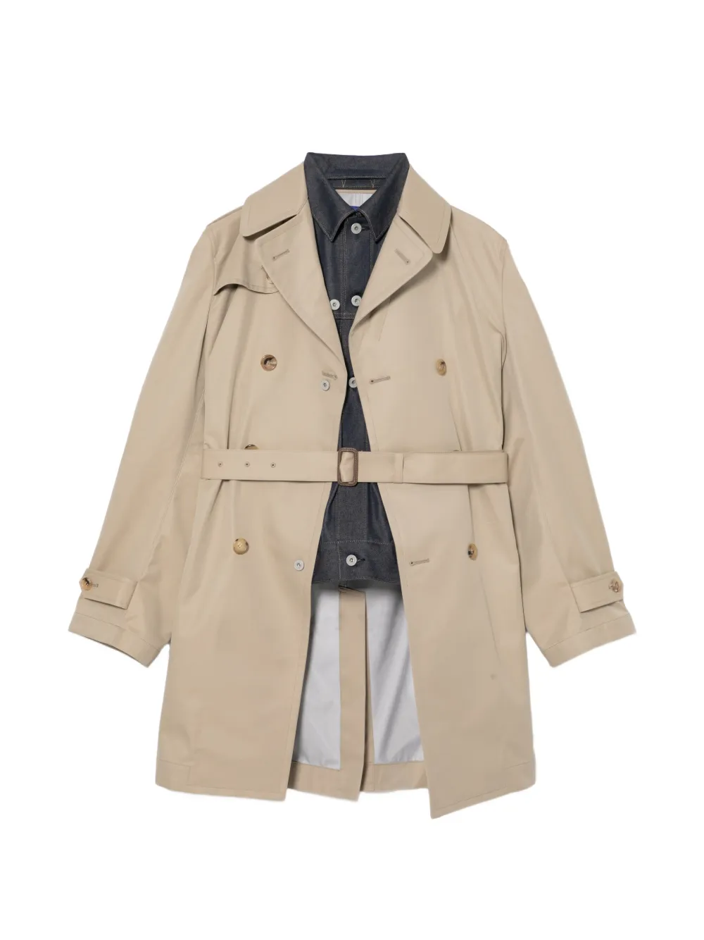 Junya Watanabe MAN Trenchcoat mit Jeans-Patch - Nude