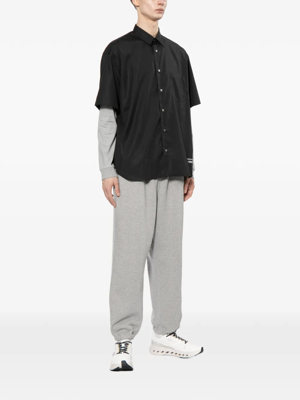 Comme des Garçons Homme Overhemd met geborduurd logo Zwart