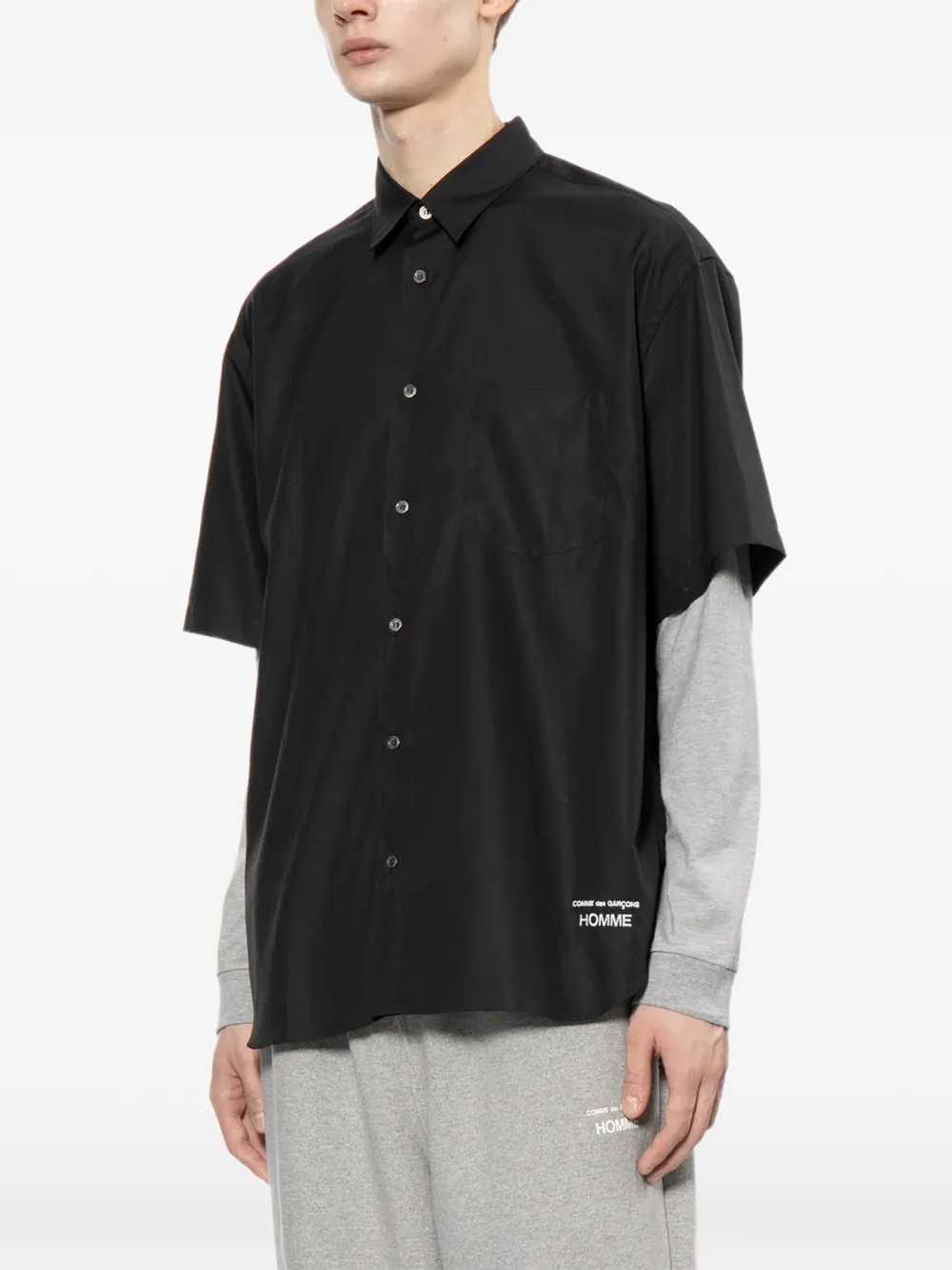 Comme des Garçons Homme Overhemd met geborduurd logo Zwart