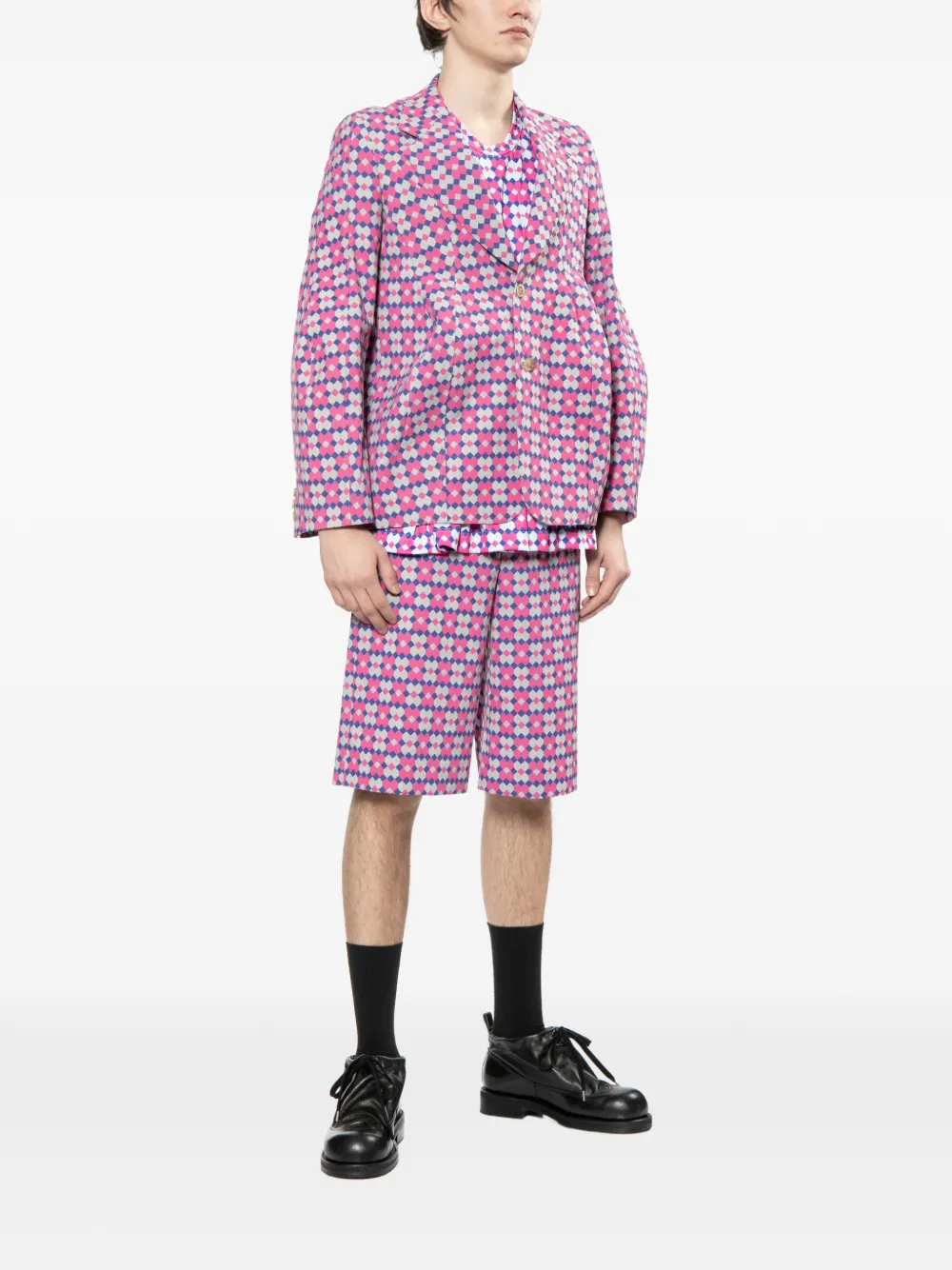 Comme des Garçons Homme Plus Shorts met geometrische print Roze