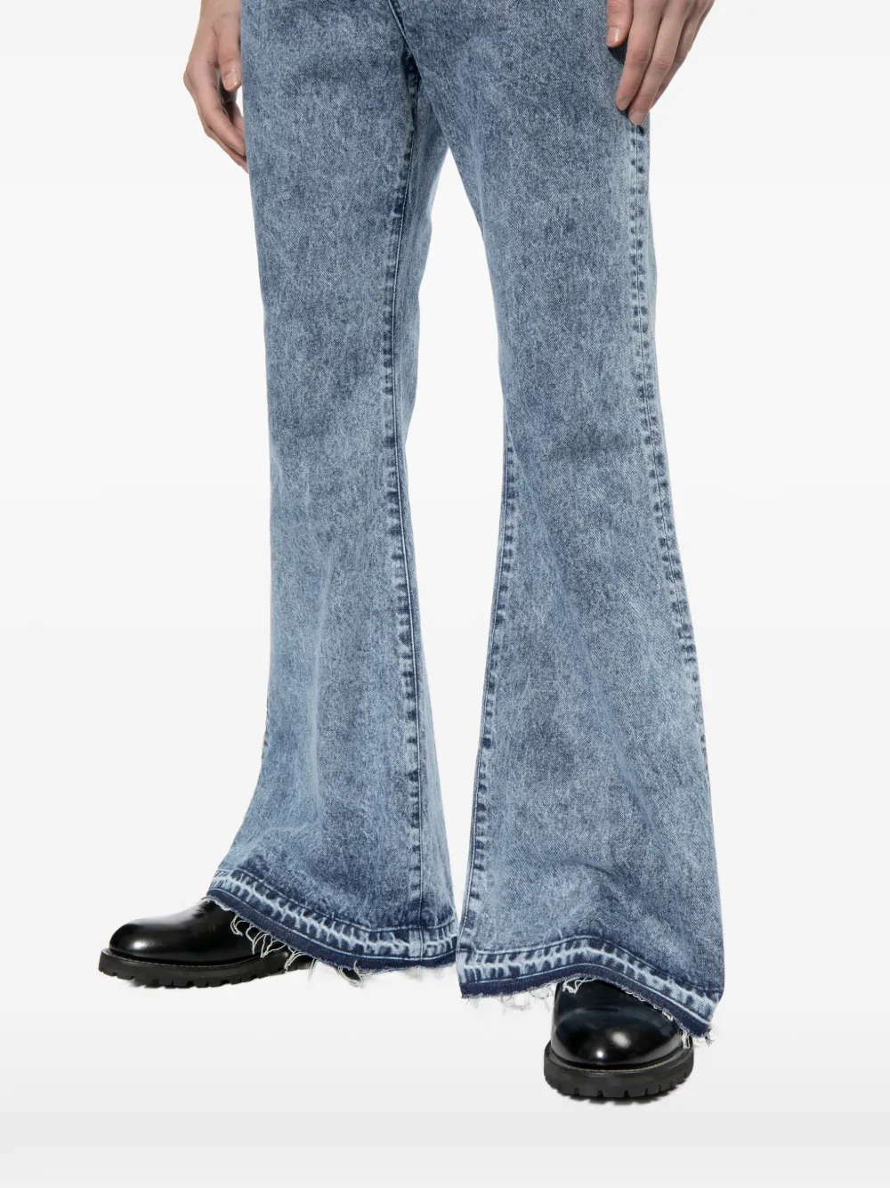 Junya Watanabe MAN Jeans met franje afwerking Blauw