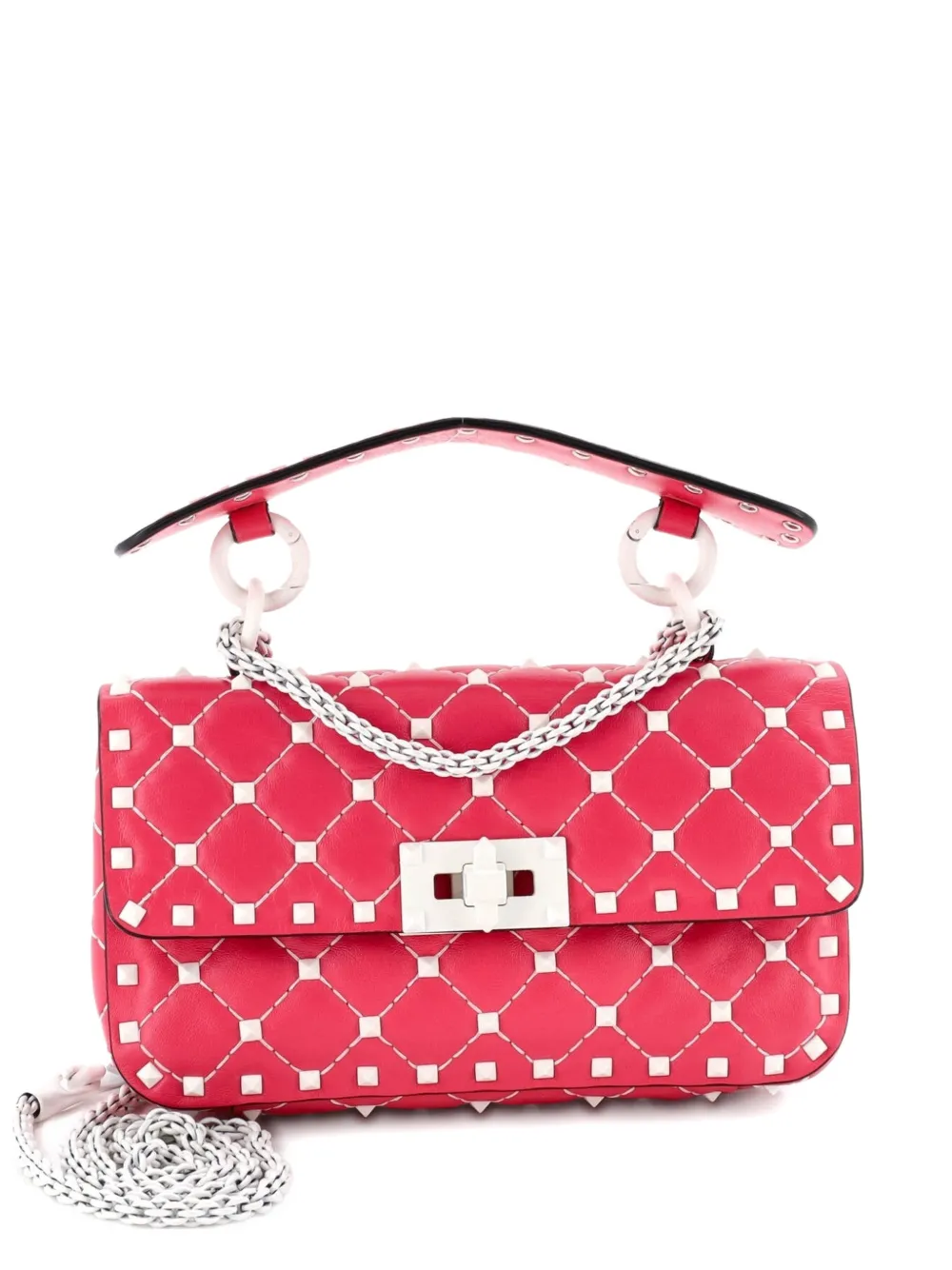 Valentino Garavani Pre-Owned Free Rockstud Spike Flap Bag Quilted Leather Small shoulder bag - Rosa