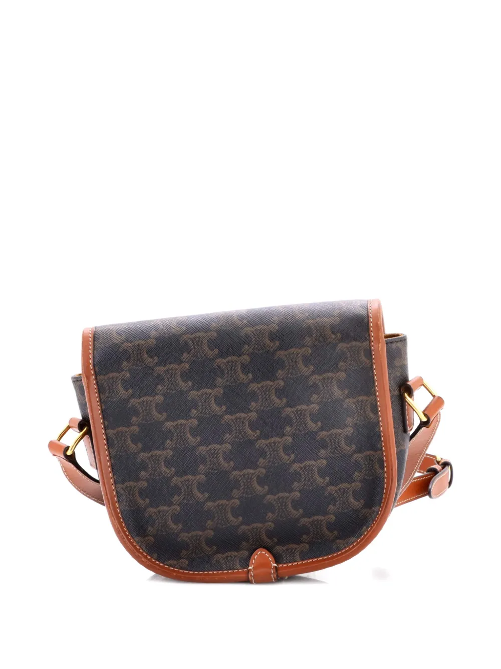 Celine Pre-owned Folco Bag Triomphe Coated Canvas Medium Crossbody Bag in Brown, view 2
