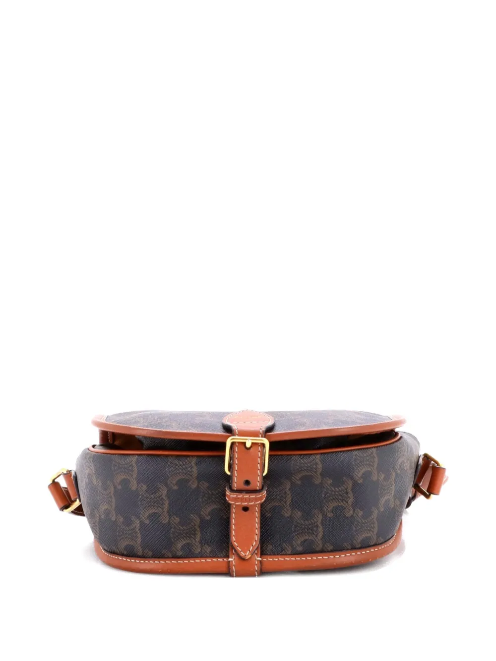 Celine Pre-owned Folco Bag Triomphe Coated Canvas Medium Crossbody Bag in Brown, view 4