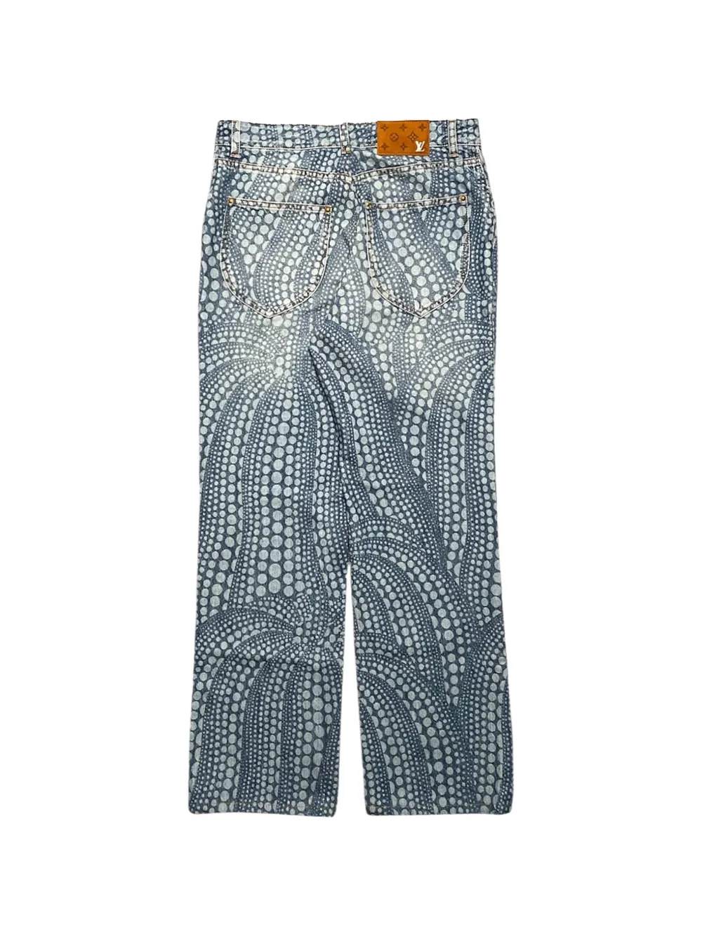 Louis Vuitton Pre-Owned x Yayoi Kusama All Over Dots jeans met wijde pijpen Blauw