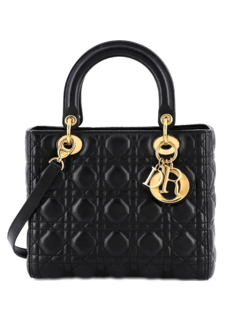Christian Dior Pre-Owned Lady Dior Bag Cannage Quilt Lambskin Medium satchel
