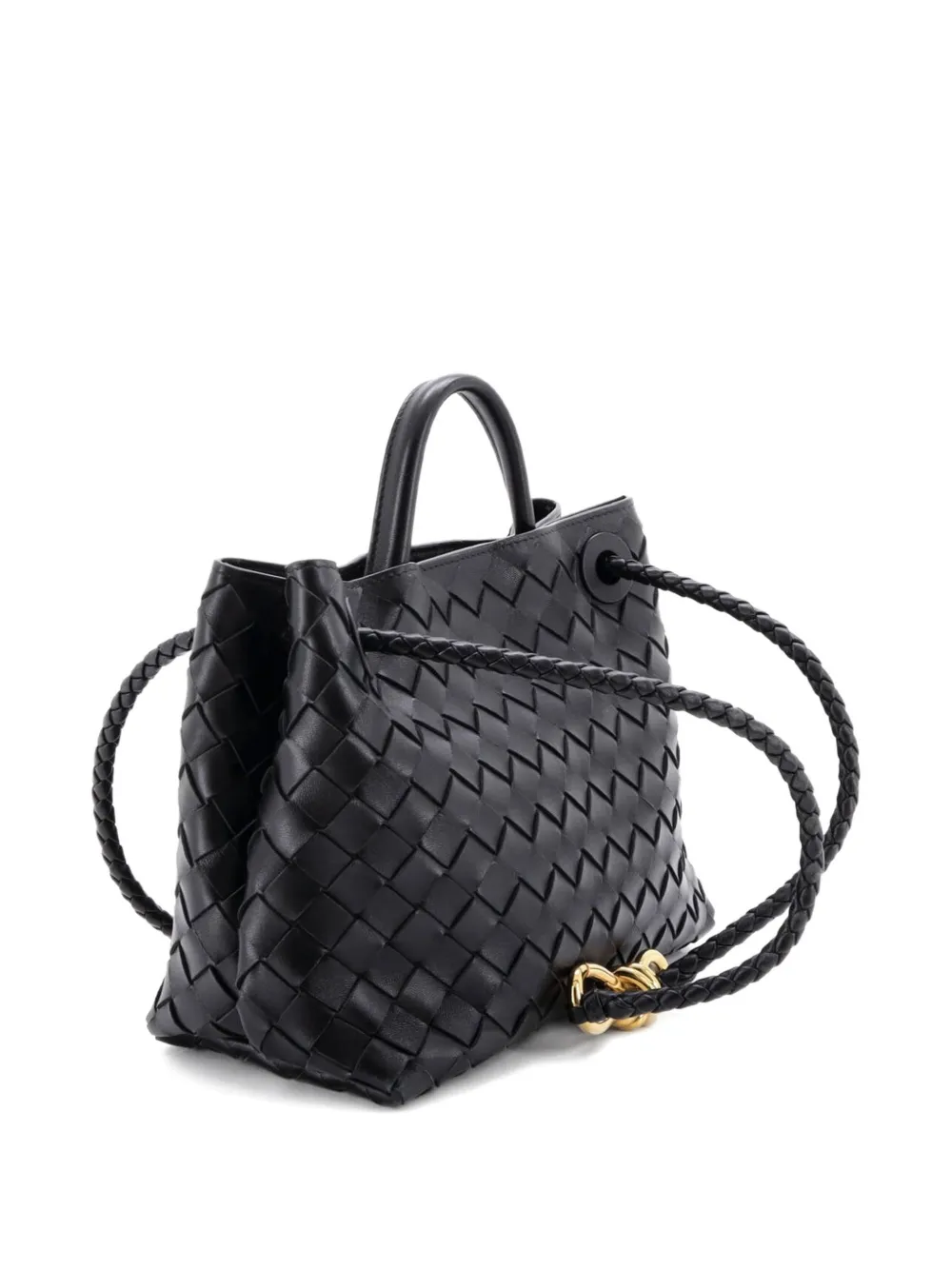  Bottega Veneta Pre-owned Bolso Satchel Andiamo East West Pequeño De Piel De Napa Con Diseño Intrecciato - Negro 