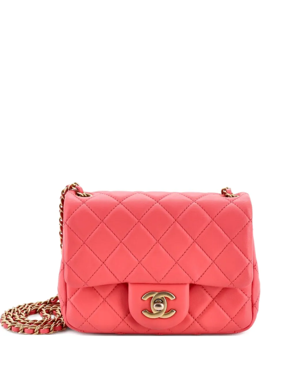 CHANEL Pre-Owned Pearl Crush Square Flap Bag Quilted Lambskin Mini crossbody bag - Rosa