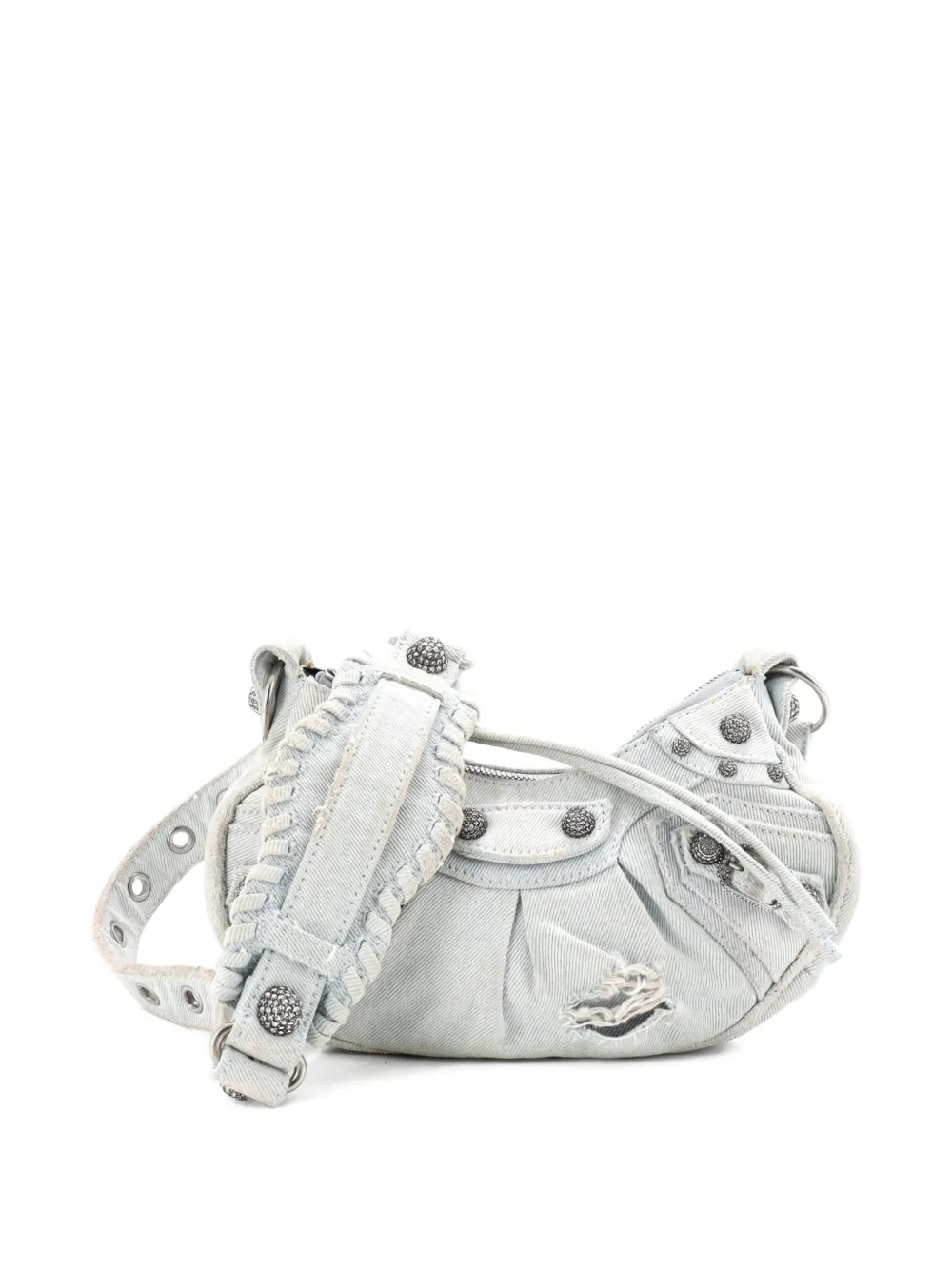 Balenciaga Pre-Owned Le Cagole Giant Studs Denim with Crystals XS shoulder bag - Blu