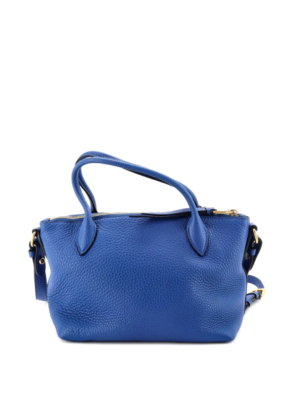 Pre-owned Prada Dual Strap Zip Vitello Daino Mini Tote Bag In Blue