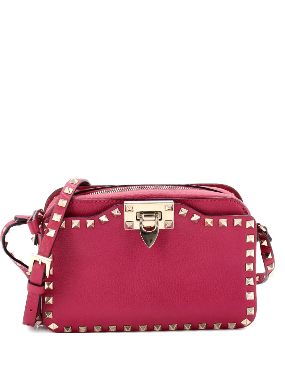 Valentino Garavani Pre-Owned Rockstud Flip Lock Camera Leather crossbody bag - Rosa