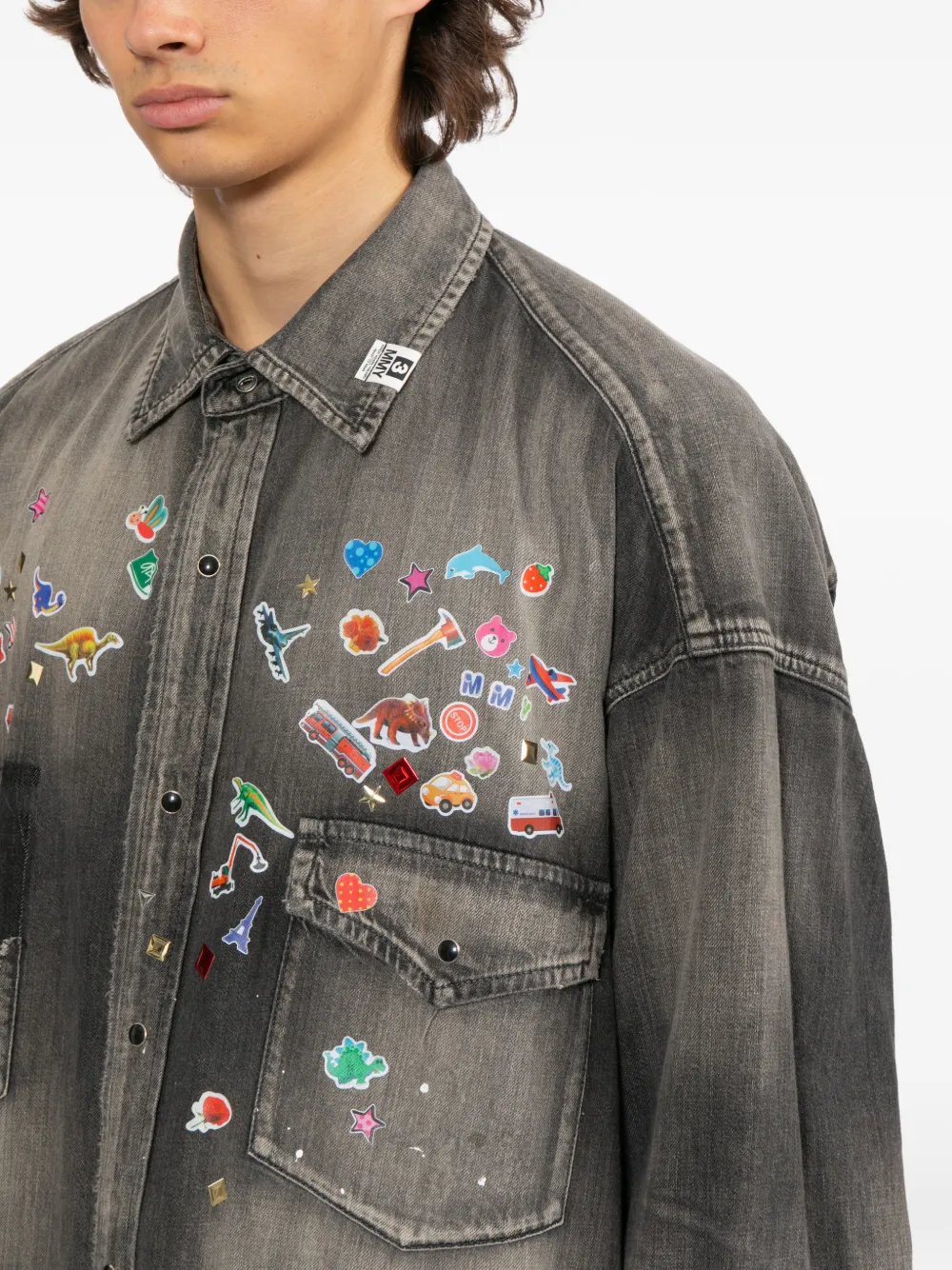 Maison MIHARA YASUHIRO Overhemd met print en vervaagd effect Grijs