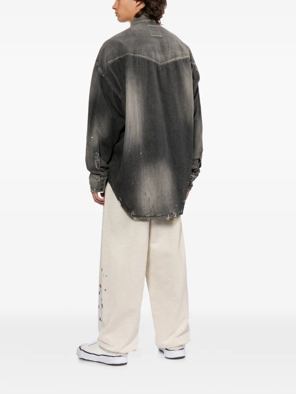 Maison MIHARA YASUHIRO Overhemd met print en vervaagd effect Grijs