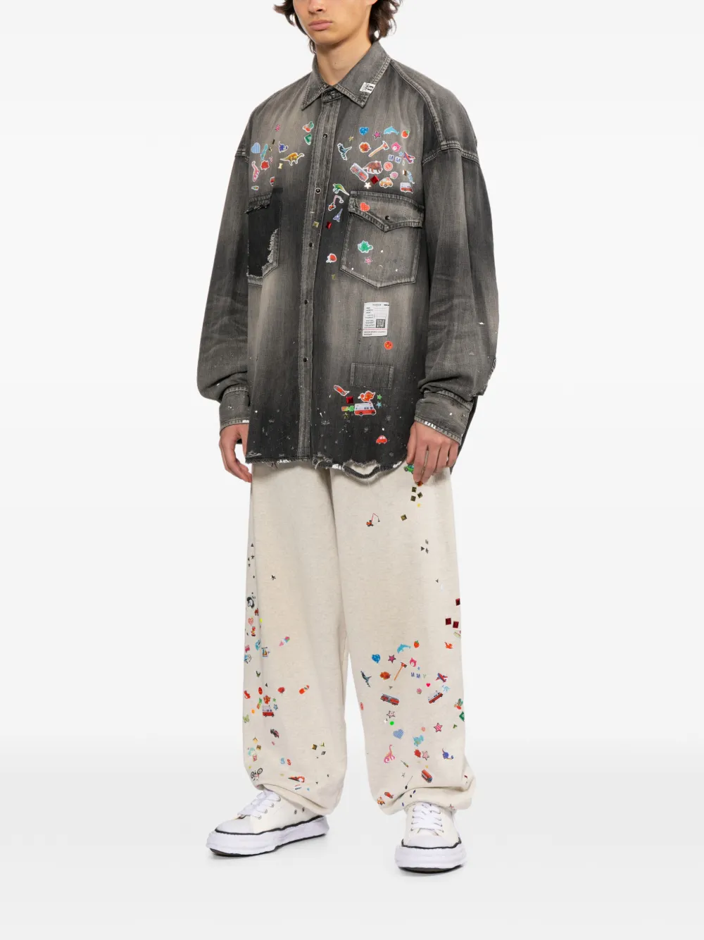 Maison MIHARA YASUHIRO Overhemd met print en vervaagd effect Grijs