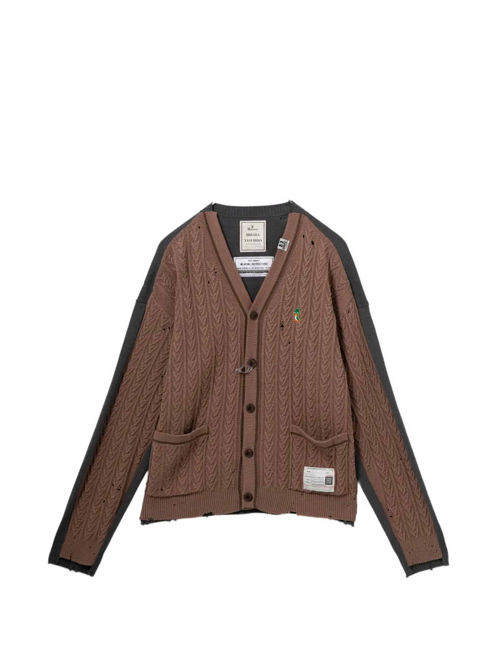 Maison MIHARA YASUHIRO Cardigan con logo ricamato - Marrone