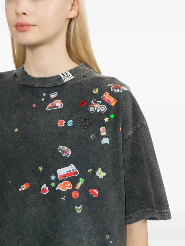 Maison MIHARA YASUHIRO Kids Sticker ダメージ Tシャツ | グレー