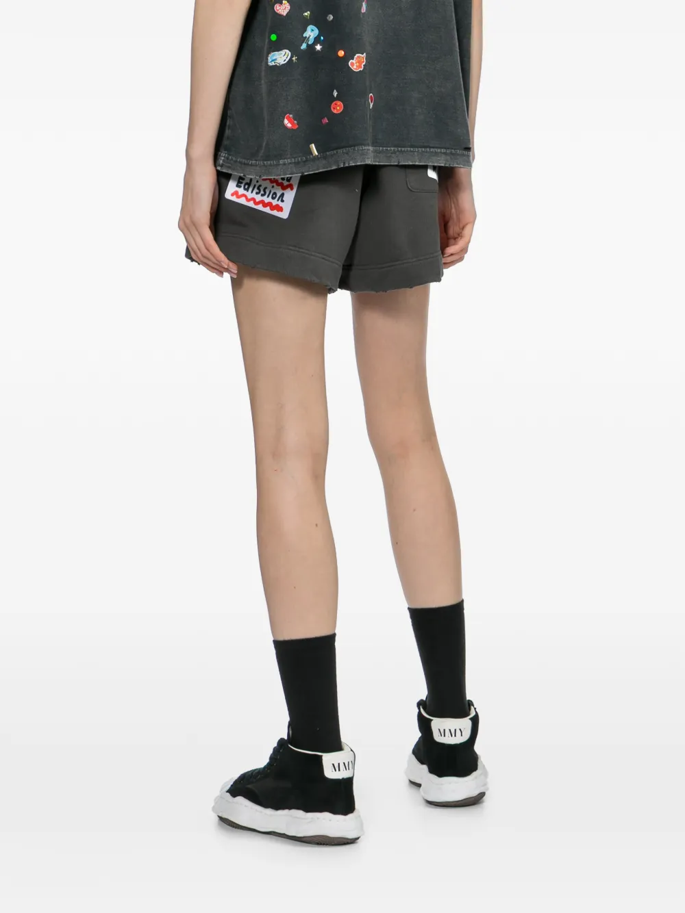 Maison MIHARA YASUHIRO Kids Sticker gerafeld verfraaid T-shirt Grijs