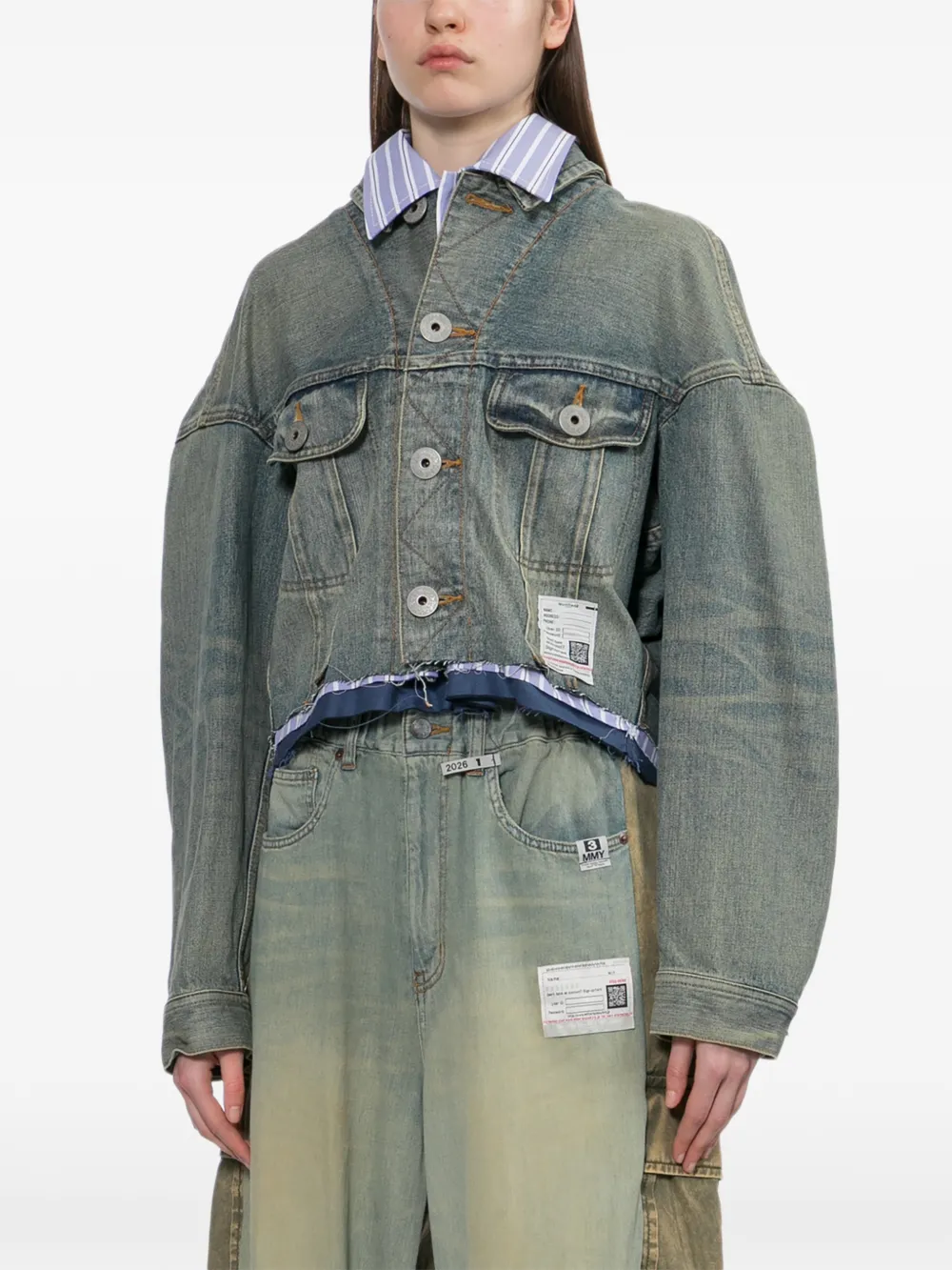 Maison Mihara Yasuhiro Layered Denim Jacket - Blue 