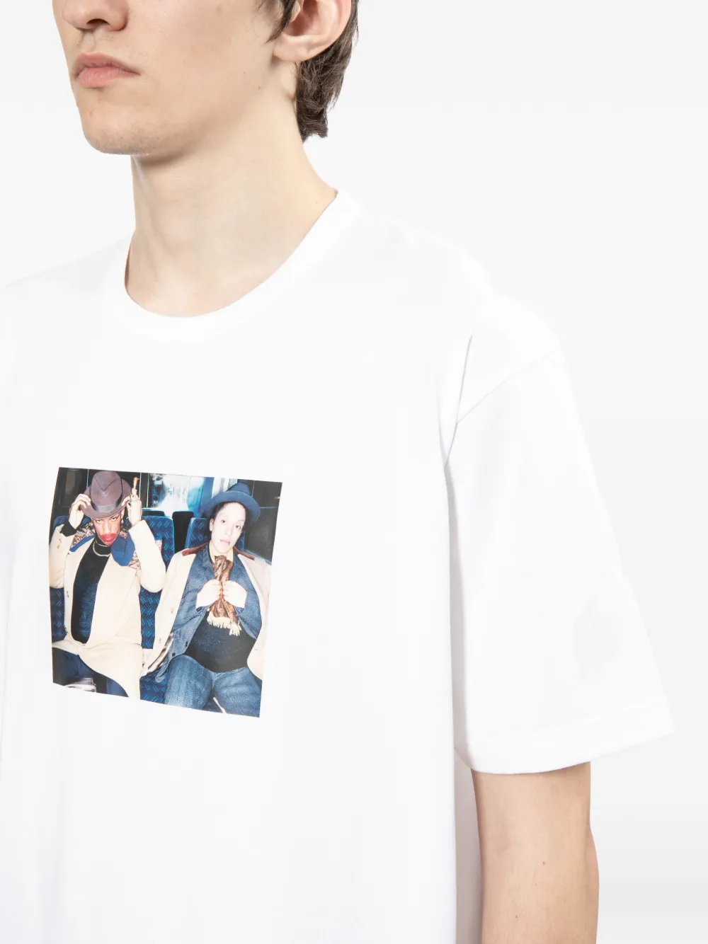Junya Watanabe MAN T-shirt met portretprint Wit