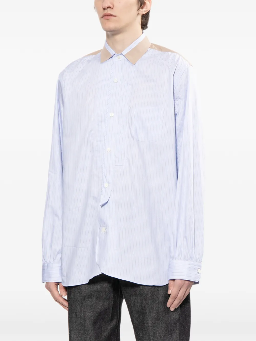 Junya Watanabe MAN Gestreept overhemd Blauw